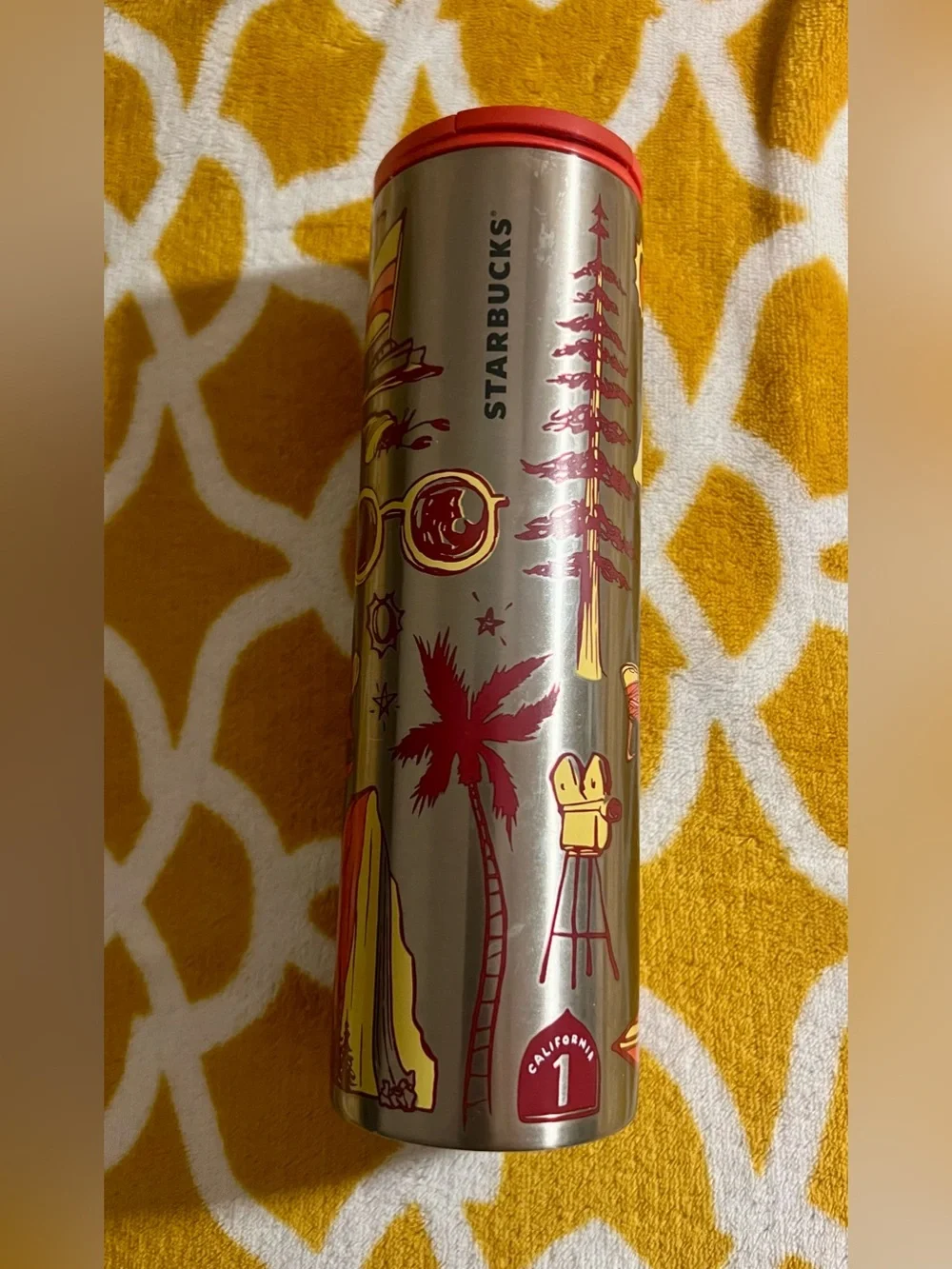 Starbucks Red and Yellow California Republic Decorative Canister